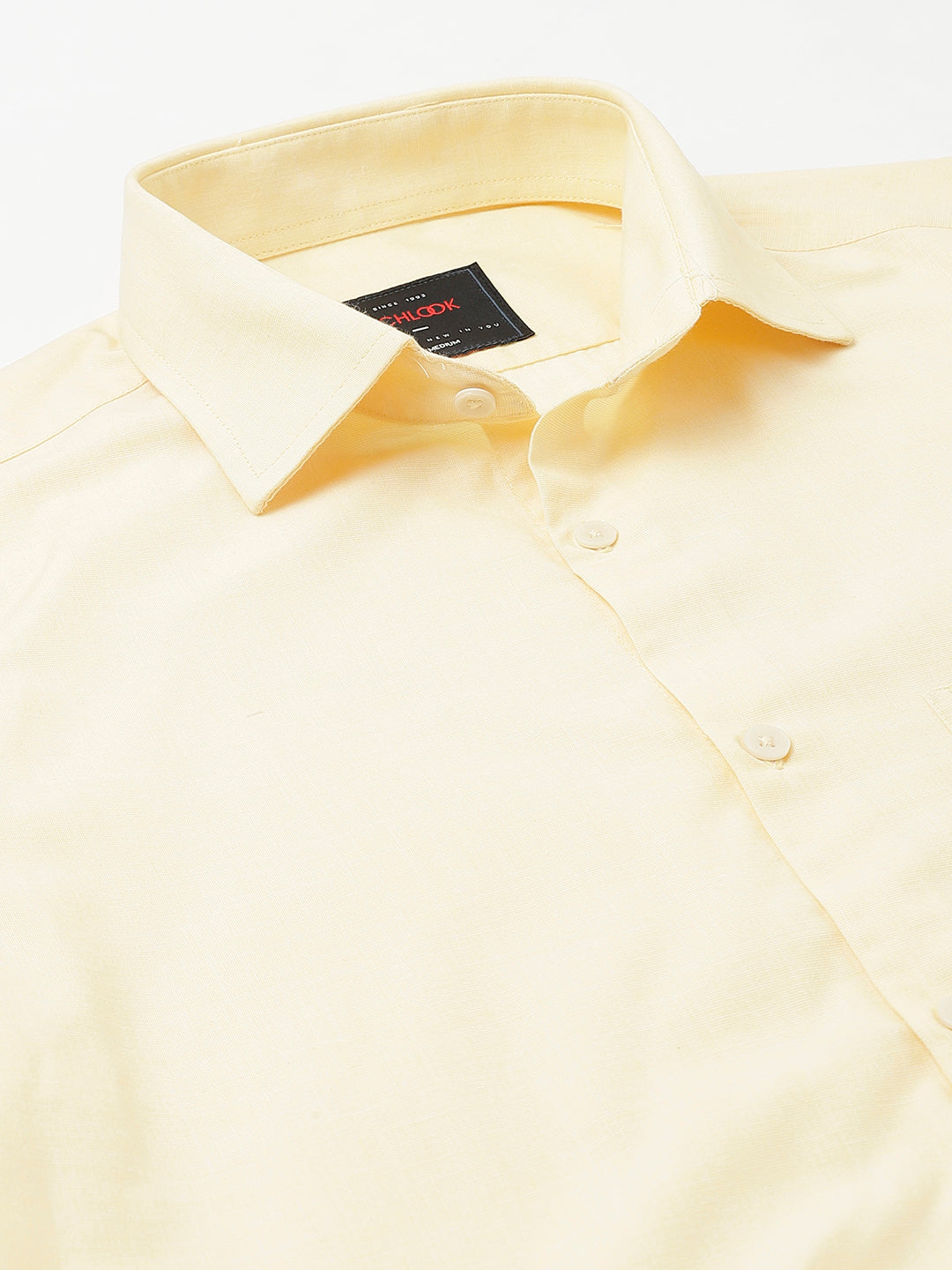 Men Yellow Regular Fit Solid Formal Shirt