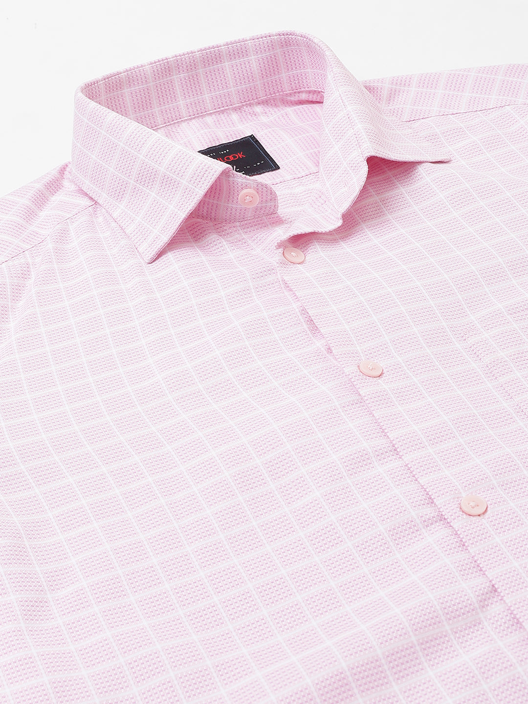 Men Pink Regular Fit Checkered Formal Shirt