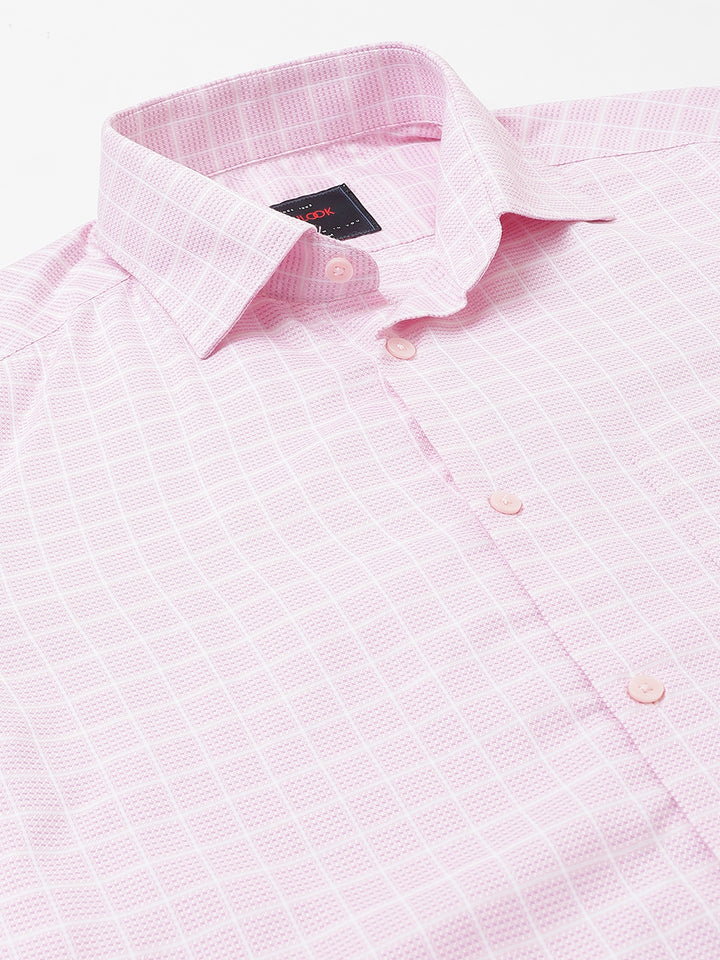 Men Pink Regular Fit Checkered Formal Shirt