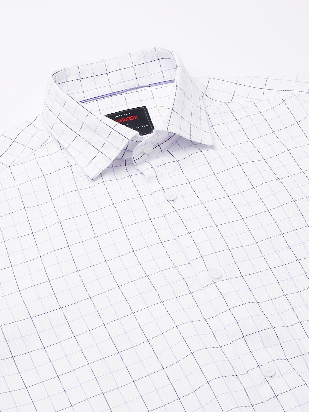 Men White Regular Fit Checkered Formal Shirt