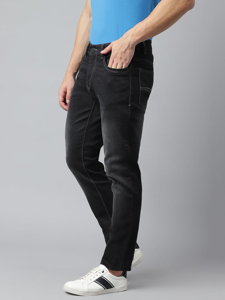 Men Black Slim Fit Mid Rise Clean Look Stretchable Jeans