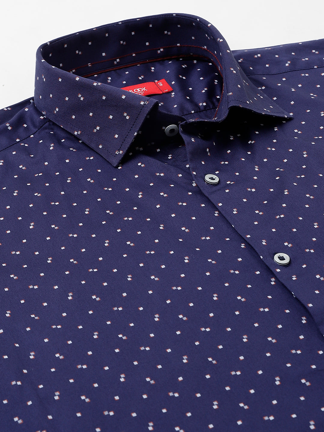 Men Dark Blue Standard Fit Printed Club Wear Shirt