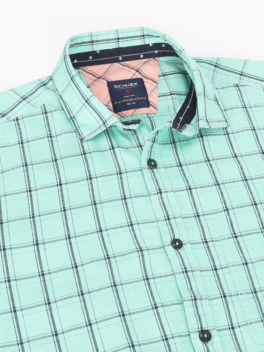 Men Mint Standard Fit Checkered Casual Shirt