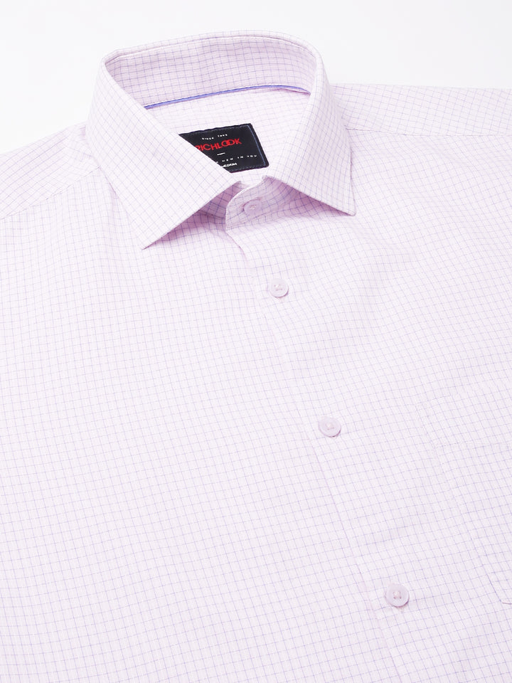 Men Pink Regular Fit Checkered Formal Shirt