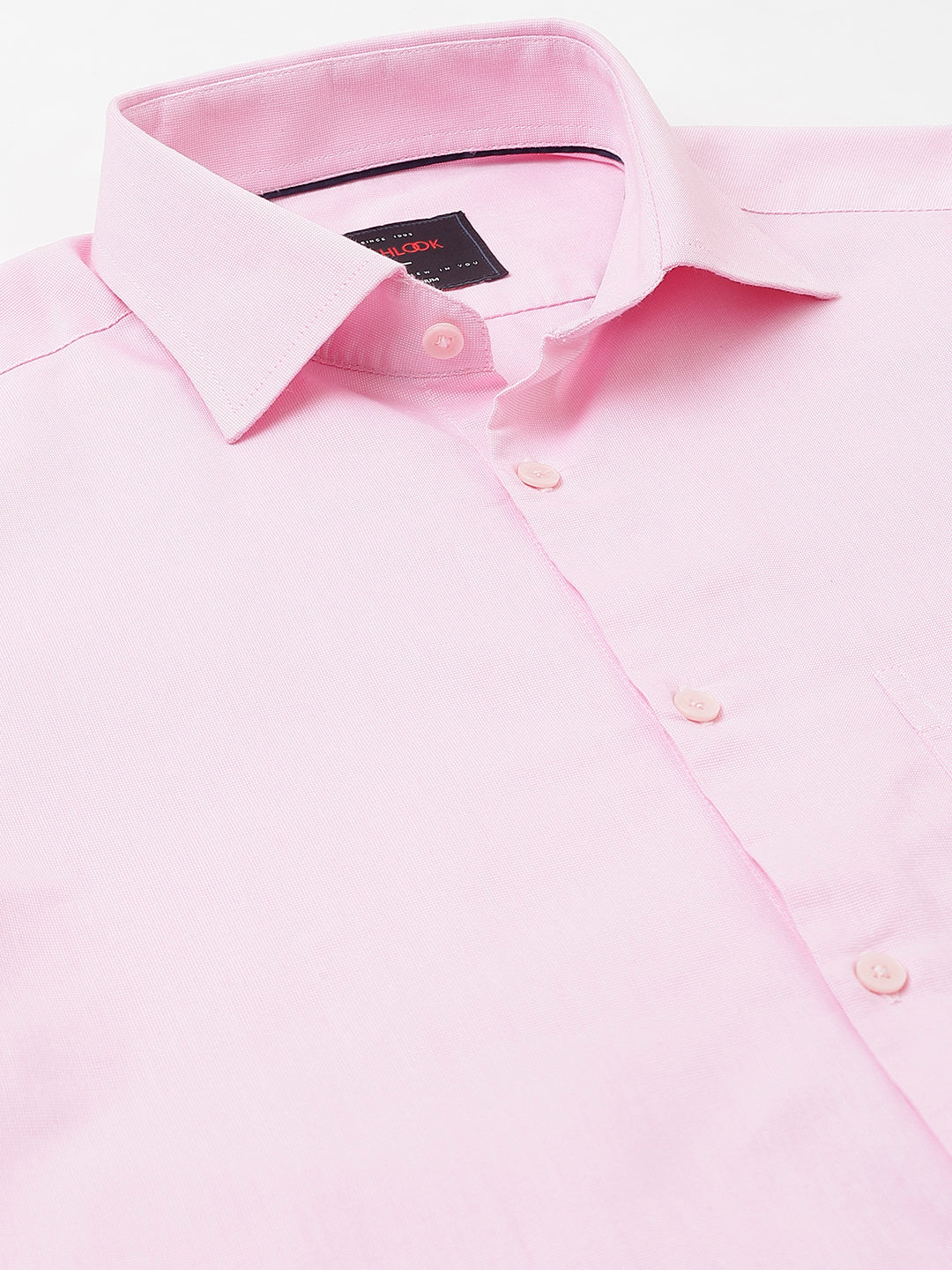 Men Pink Regular Fit Solid Formal Shirt