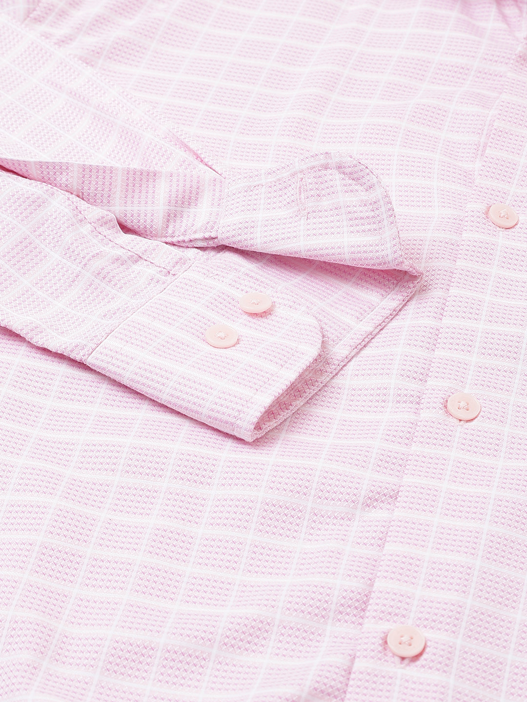 Men Pink Regular Fit Checkered Formal Shirt