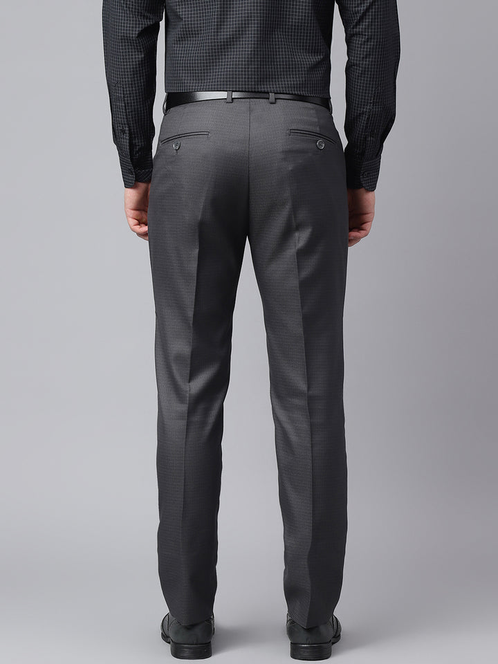 Men Dark Grey Smart Fit Mid Rise Formal Trouser