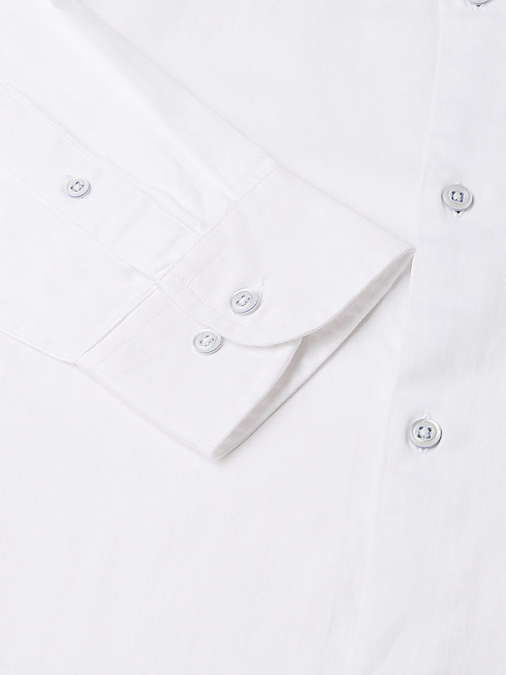 Men White Standard Fit Solid Club Wear Shirt