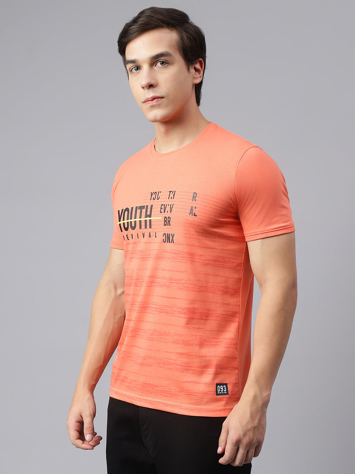 Men Coral Regular Fit Printed Crew Neck Casual T-Shirt