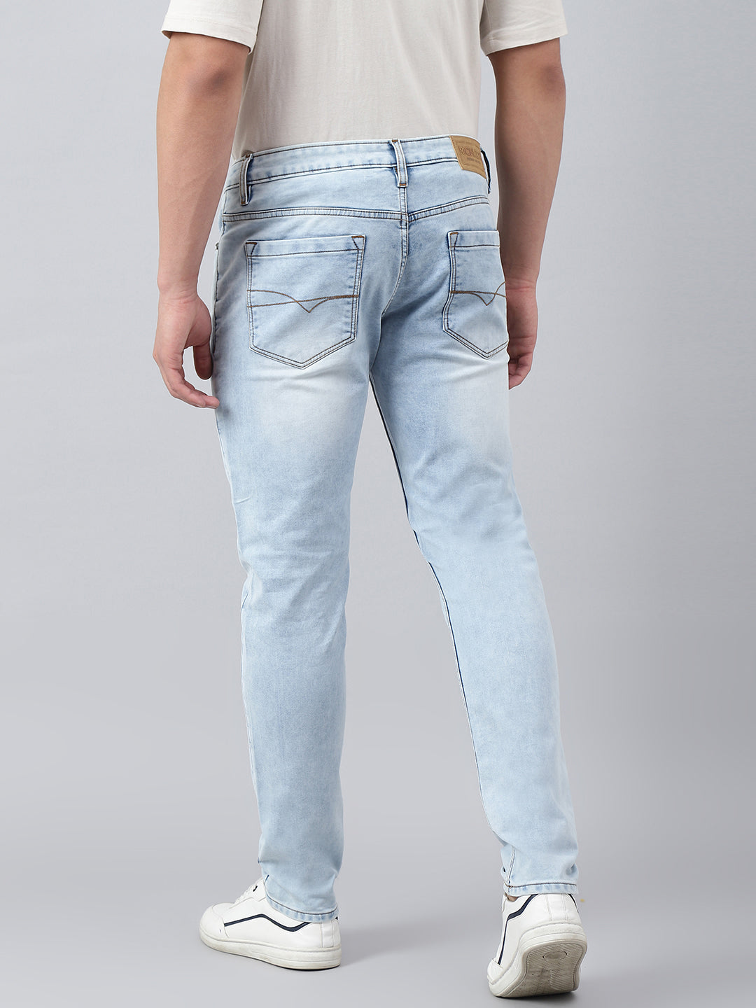 Men Ice Blue Slim Fit Mid Rise Clean Look Stretchable Jeans