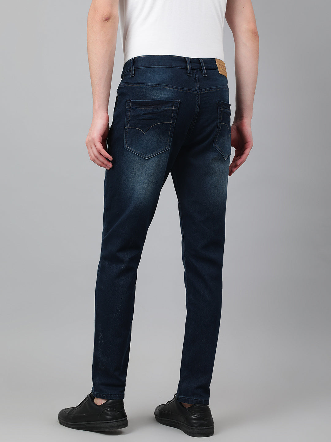 Men Dark Blue Slim Fit Mid Rise Clean Look Stretchable Jeans