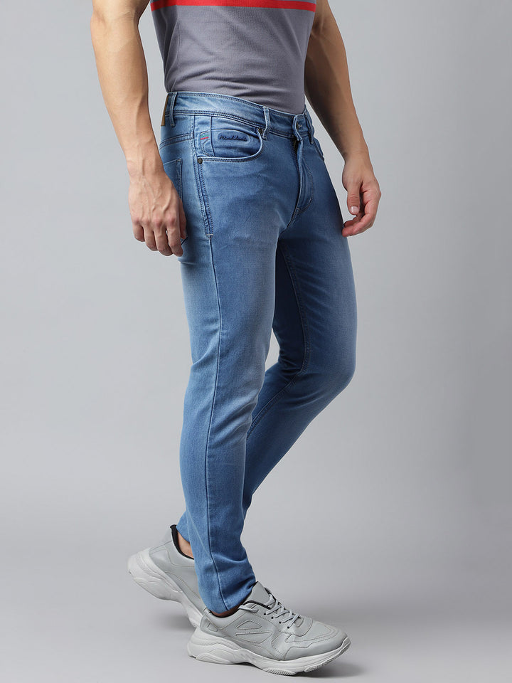 Men Blue Slim Fit Mid Rise Clean Look Stretchable Jeans