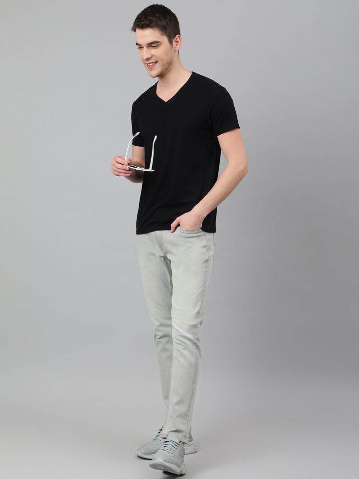 Men Grey Slim Fit Mid Rise Clean Look Stretchable Jeans