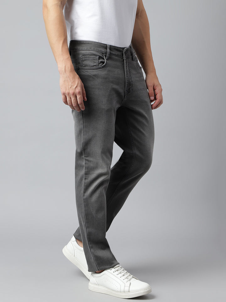 Men Grey Slim Fit Mid Rise Clean Look Stretchable Jeans