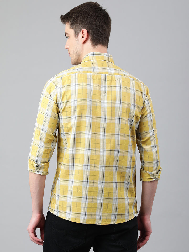 Men Khakhi Standard Fit Checkered Casual Shirt