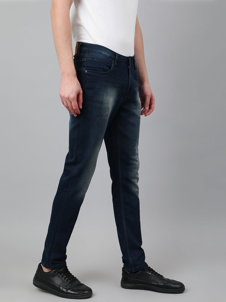 Men Dark Blue Slim Fit Mid Rise Clean Look Stretchable Jeans