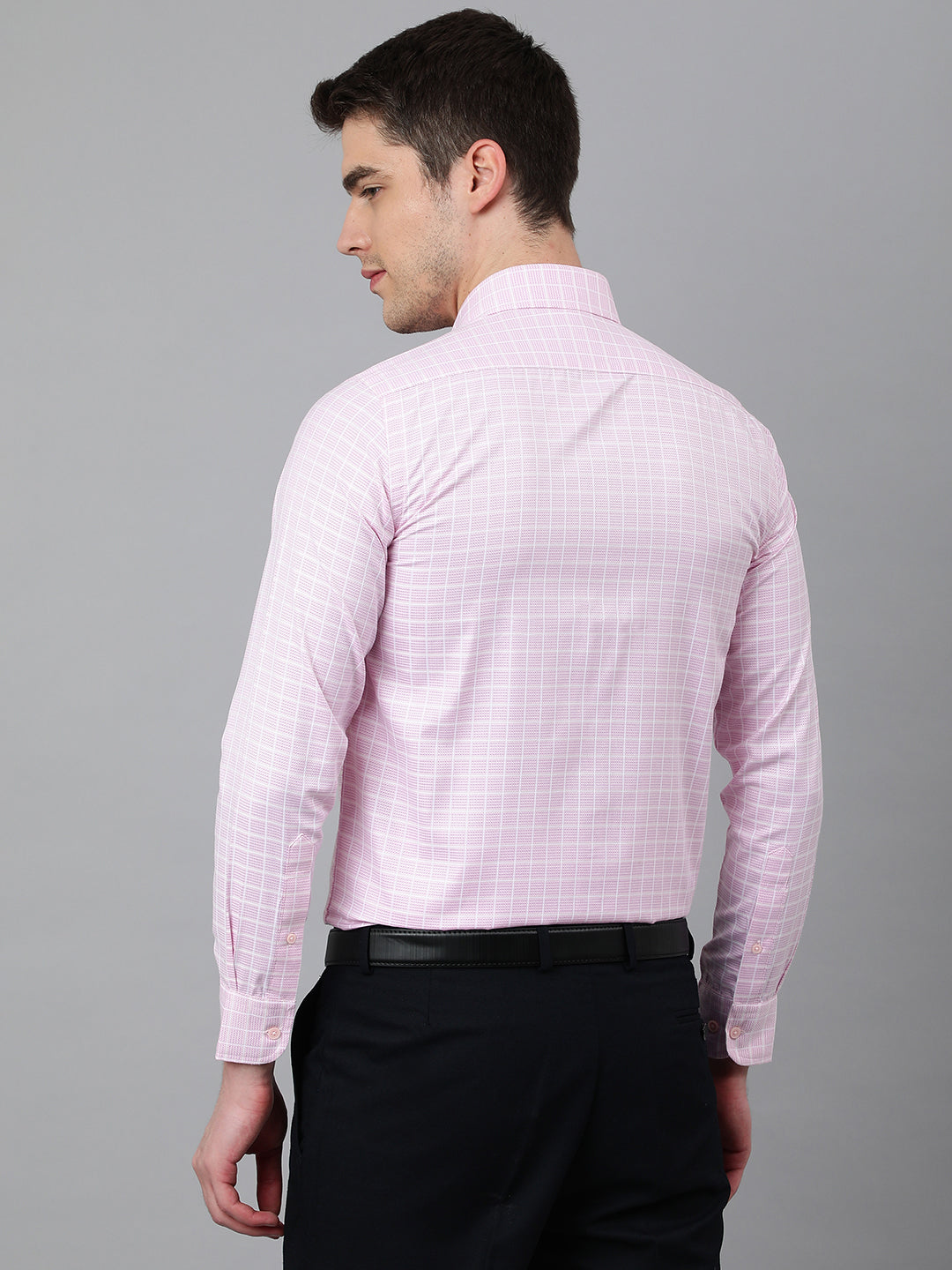 Men Pink Regular Fit Checkered Formal Shirt