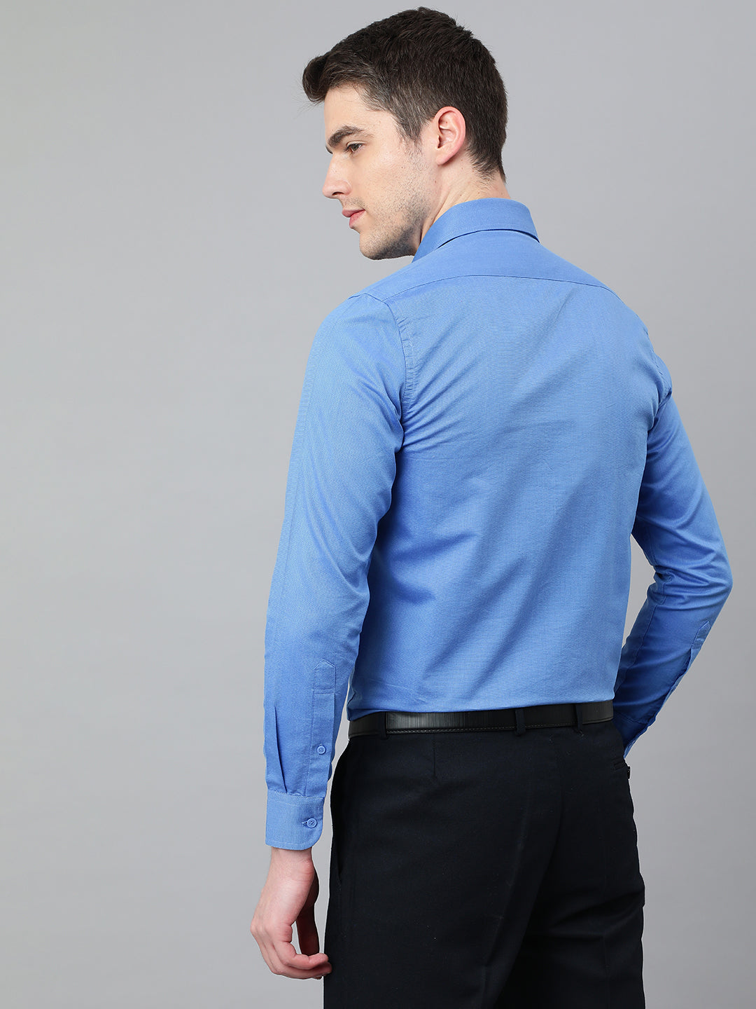 Men Blue Regular Fit Solid Formal Shirt