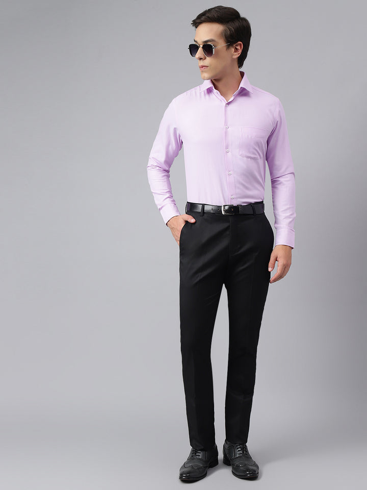 Men Lilac Regular Fit Solid Formal Shirt