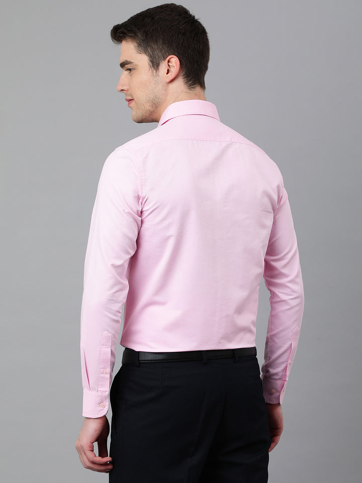 Men Pink Regular Fit Solid Formal Shirt