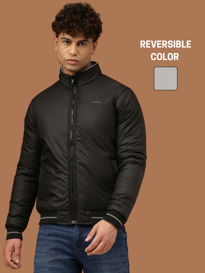 Richlook Men Grey & Black Reversible Jacket