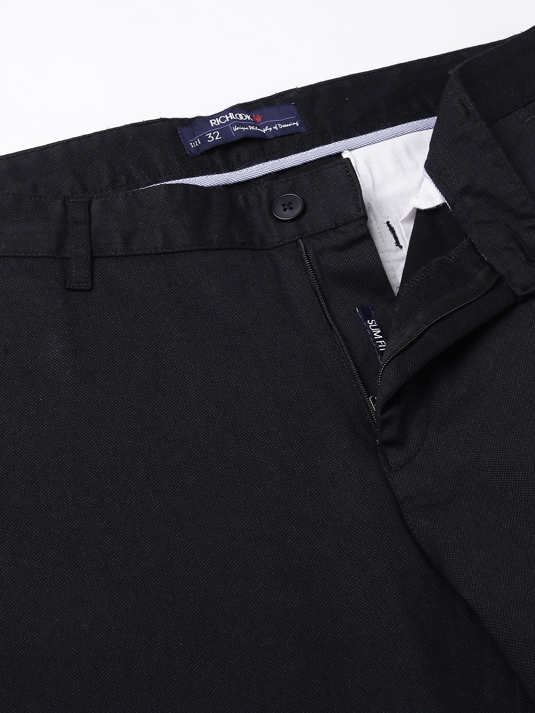 Men Black Slim Fit Mid Rise Solid Casual Trouser