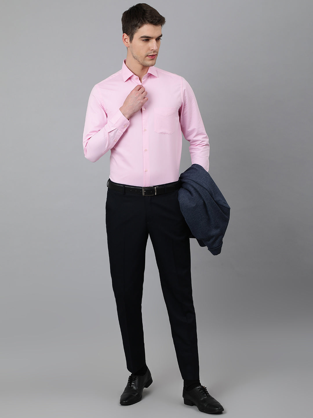 Men Pink Regular Fit Solid Formal Shirt