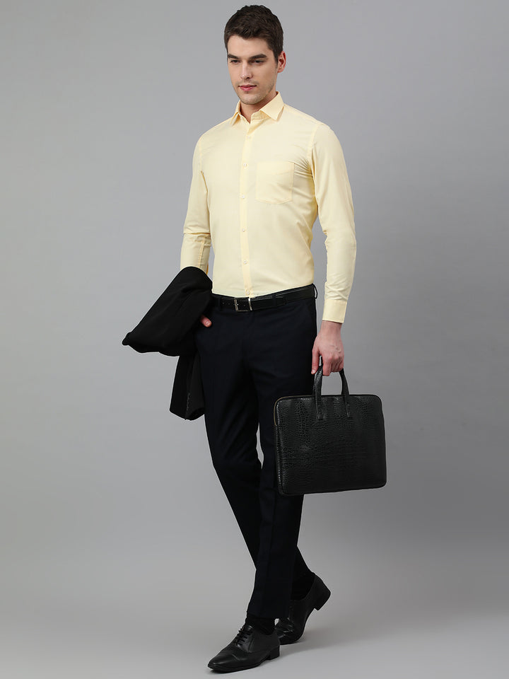 Men Yellow Regular Fit Solid Formal Shirt