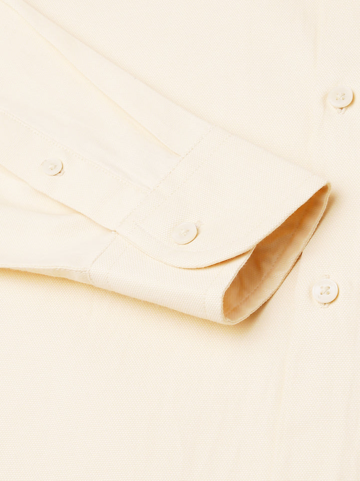 Men Dark Cream Regular Fit Solid Formal Shirt