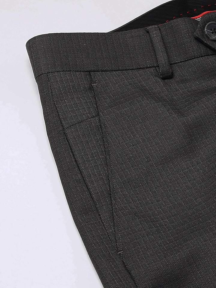 Men Dark Grey Smart Fit Mid Rise Formal Trouser