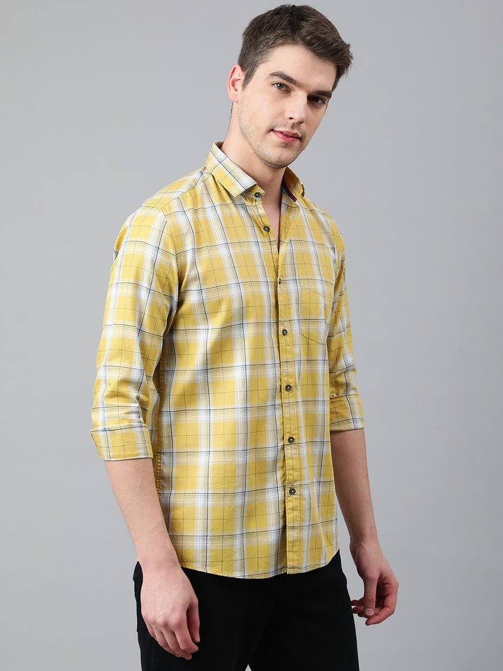 Men Khakhi Standard Fit Checkered Casual Shirt