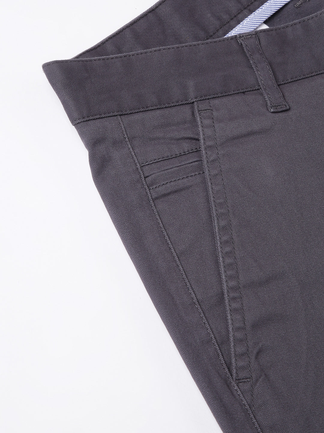 Men Dark Grey Slim Fit Mid Rise Solid Casual Trouser