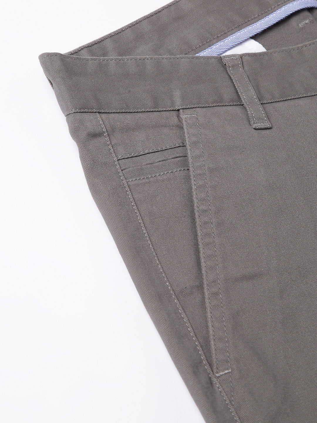 Men Cement Slim Fit Mid Rise Solid Casual Trouser