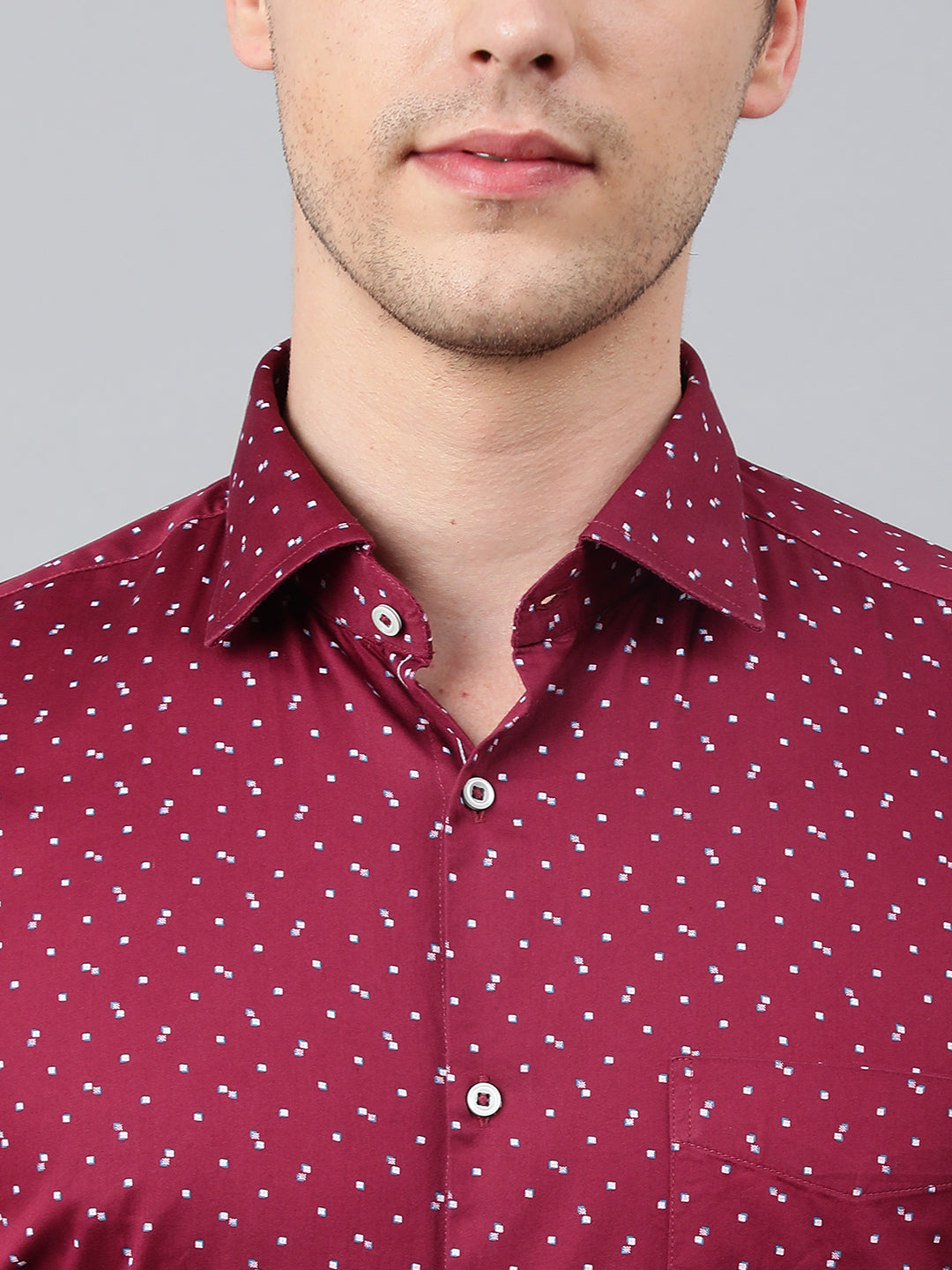 Men Wine Standard Fit Printed Club Wear Shirt