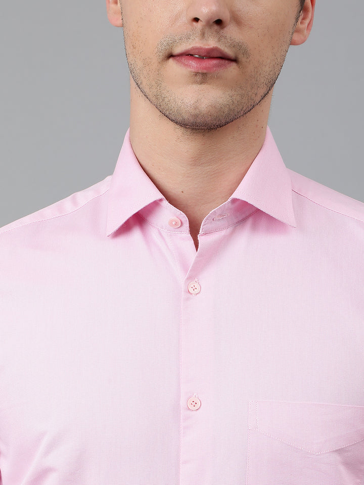 Men Pink Regular Fit Solid Formal Shirt