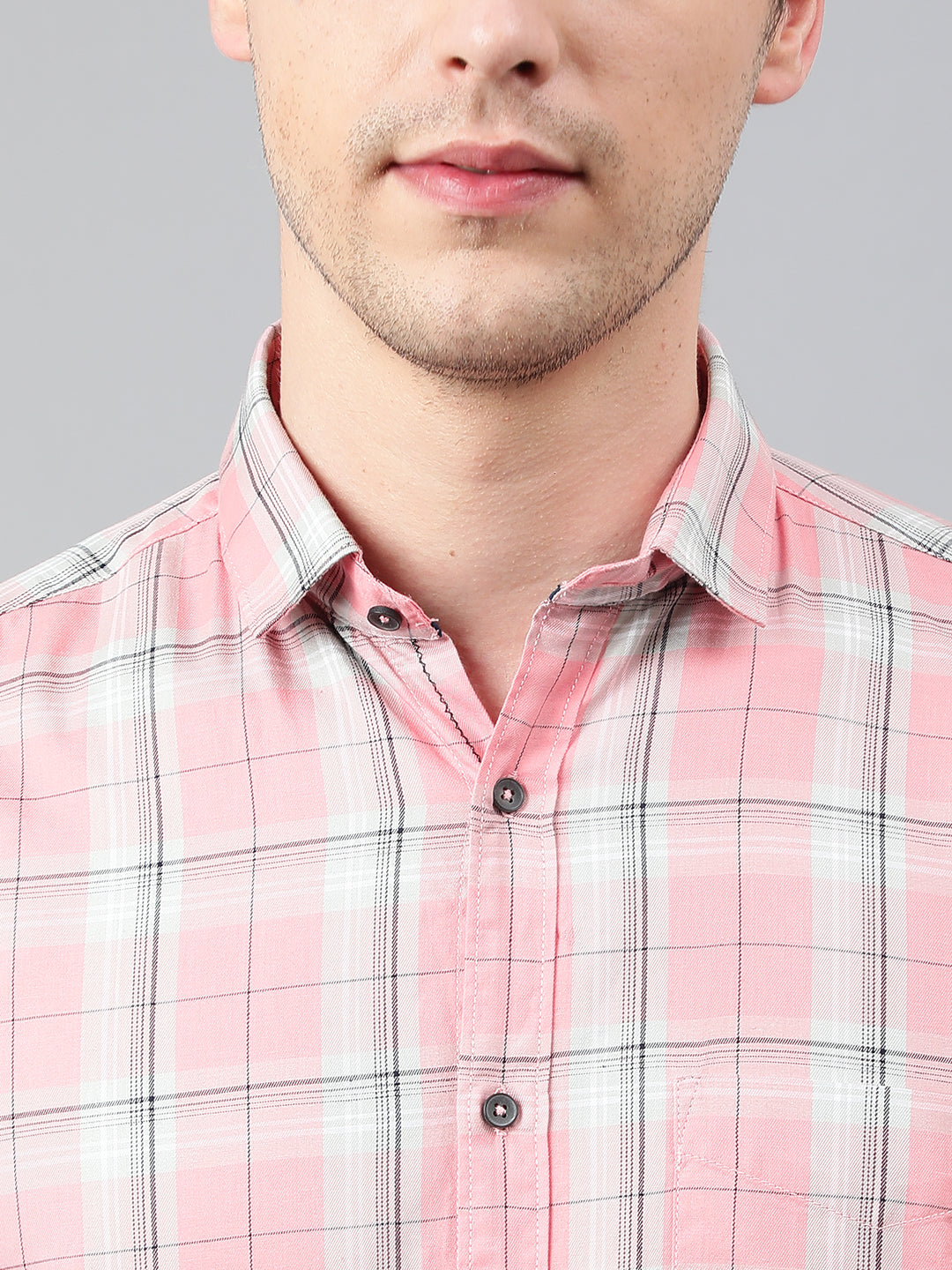 Men Pink Standard Fit Checkered Casual Shirt