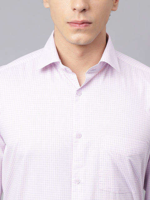 Men Pink Regular Fit Checkered Formal Shirt