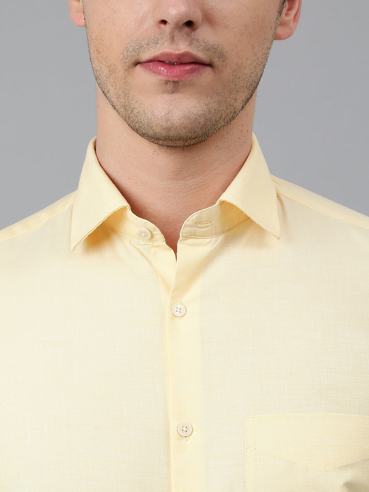 Men Yellow Regular Fit Solid Formal Shirt