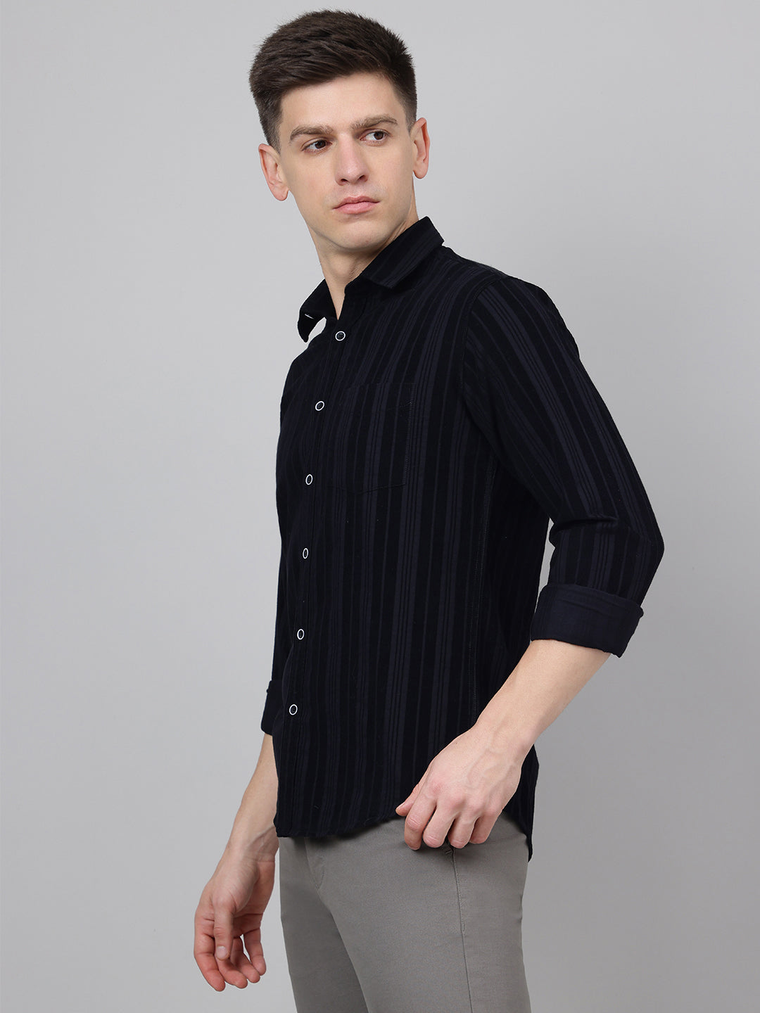 Richlook Regular Fit Black Casual Shirts for Men's