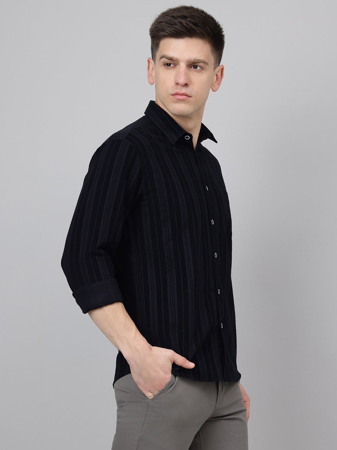 Richlook Regular Fit Black Casual Shirts for Men's