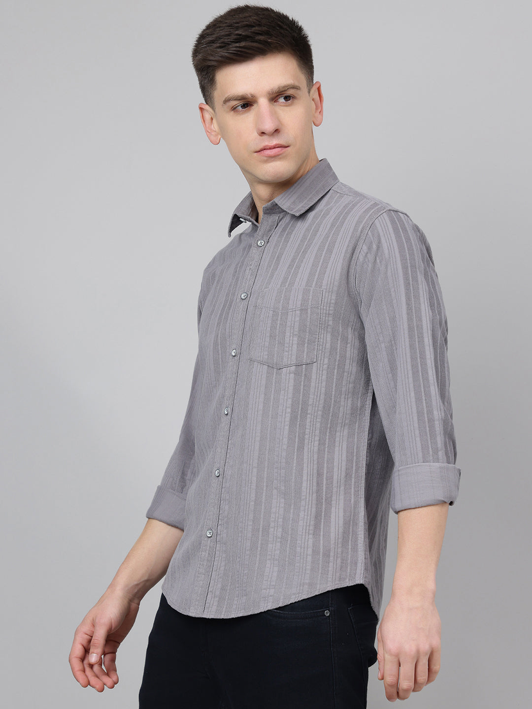 Richlook Regular Fit Grey Casual Shirts for Men's