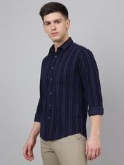 Richlook Regular Fit Navy Casual Shirts for Men's