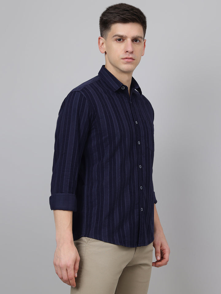 Richlook Regular Fit Navy Casual Shirts for Men's