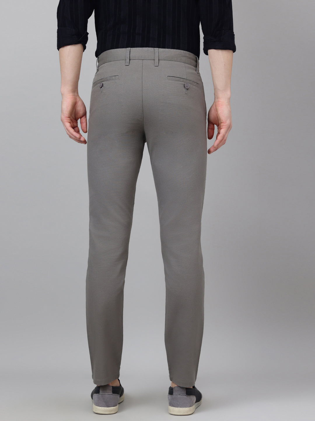 Richlook Casual Dark Gray Dobby Trouser for Men's