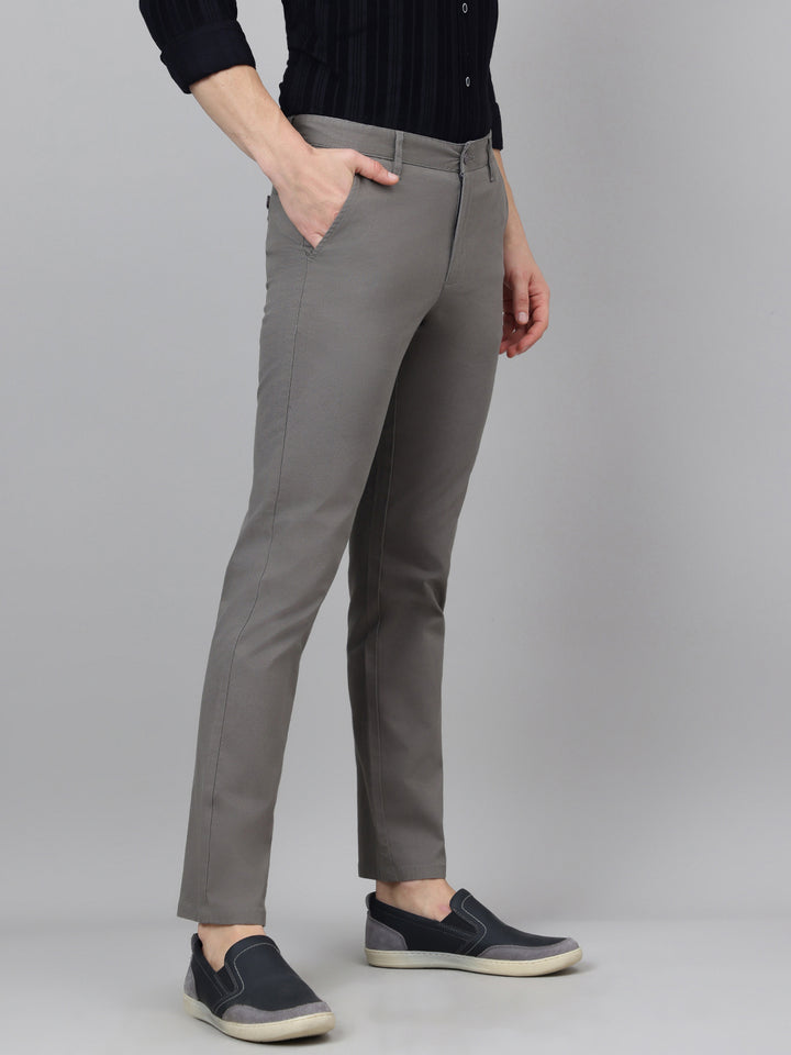 Richlook Casual Dark Gray Dobby Trouser for Men's