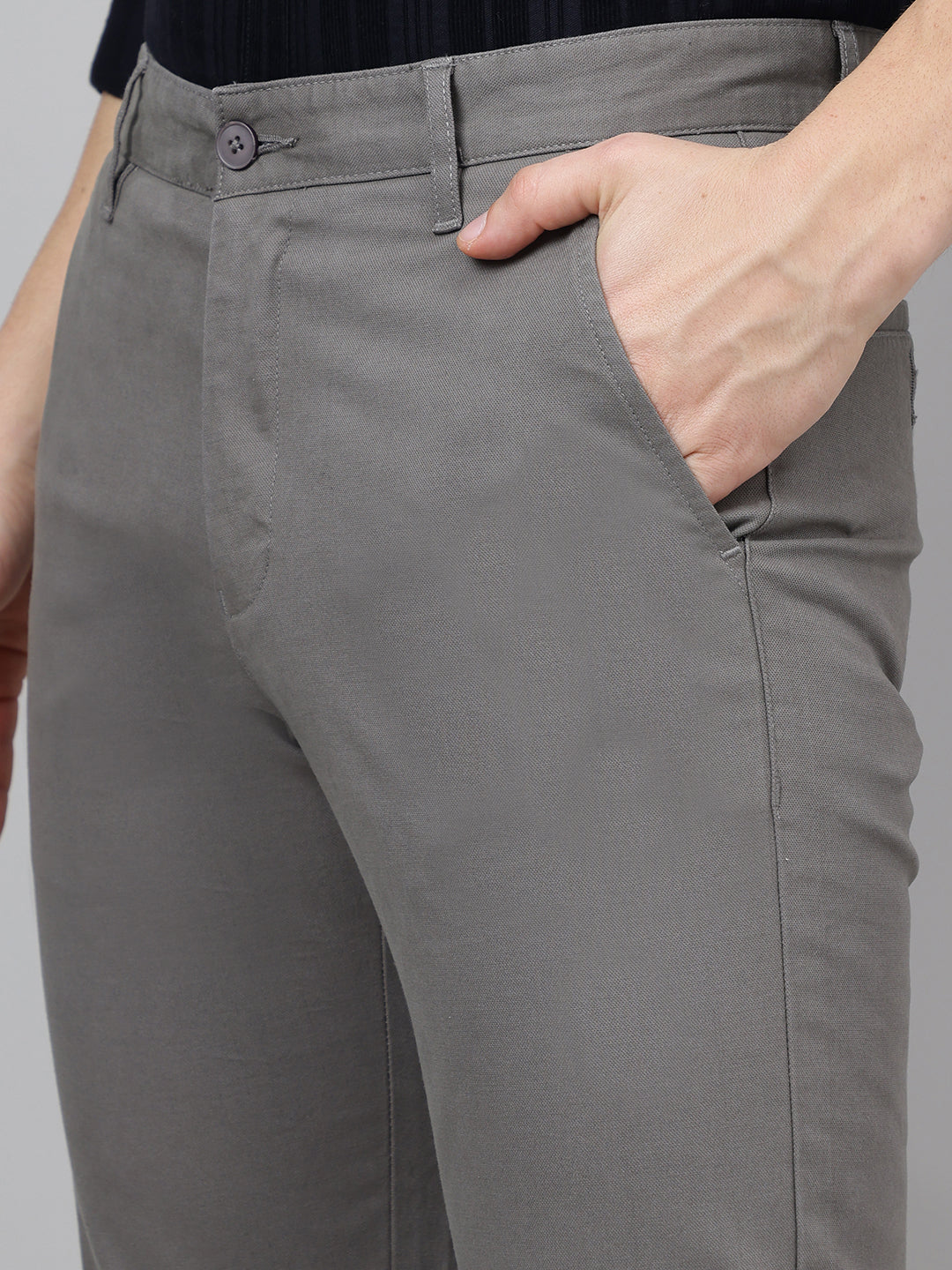 Richlook Casual Dark Gray Dobby Trouser for Men's