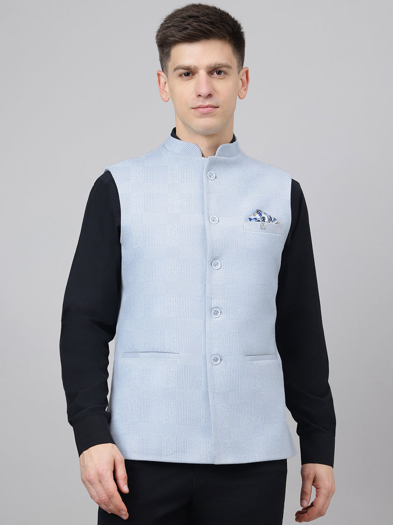 Richlook Jawahar Jacket style Sky Blue waistcoat for Men's