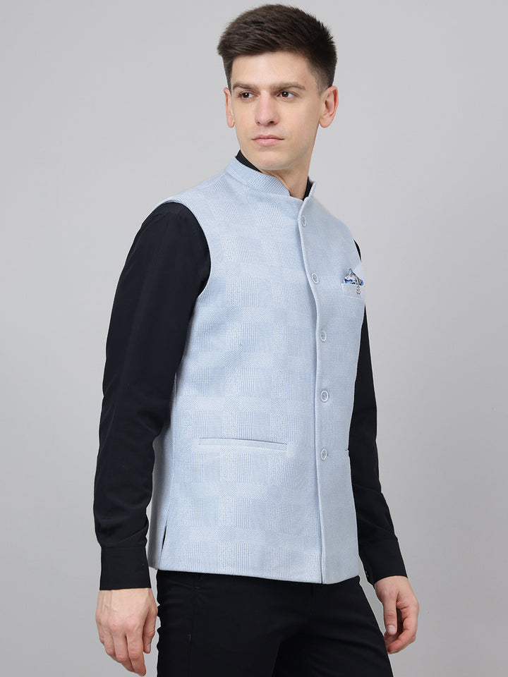 Richlook Jawahar Jacket style Sky Blue waistcoat for Men's