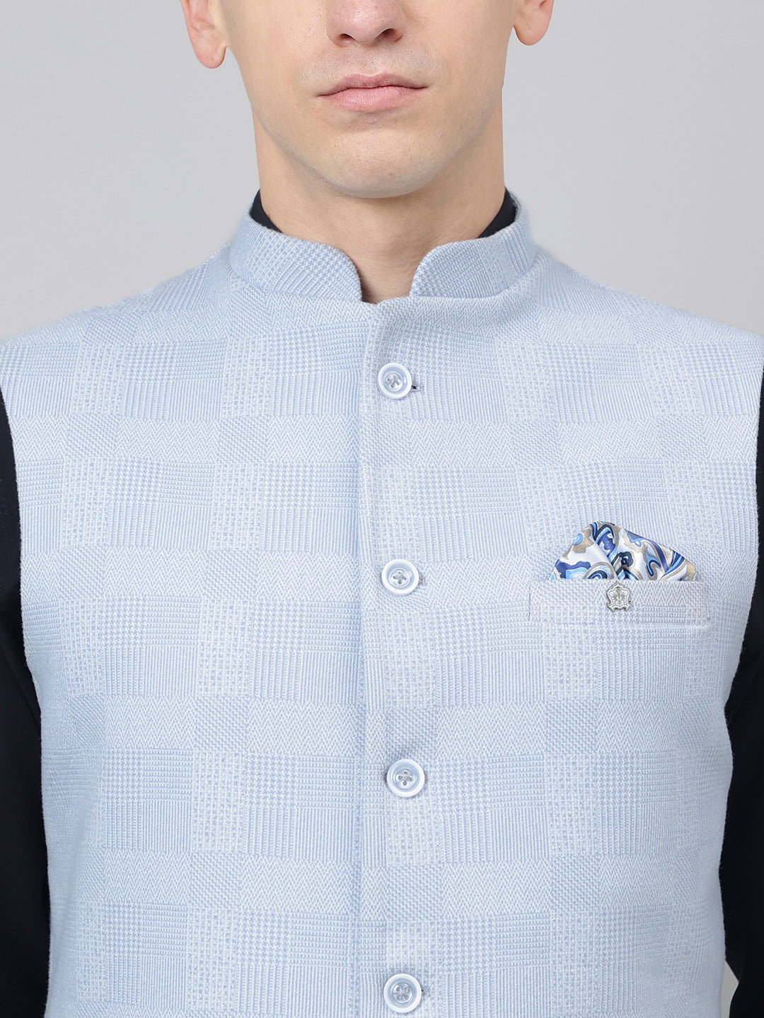 Richlook Jawahar Jacket style Sky Blue waistcoat for Men's