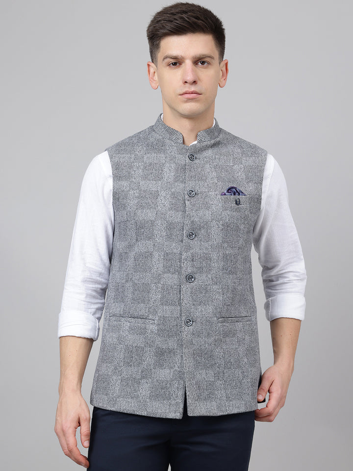 Richlook Jawahar Jacket style Smook Gray waistcoat for Men's